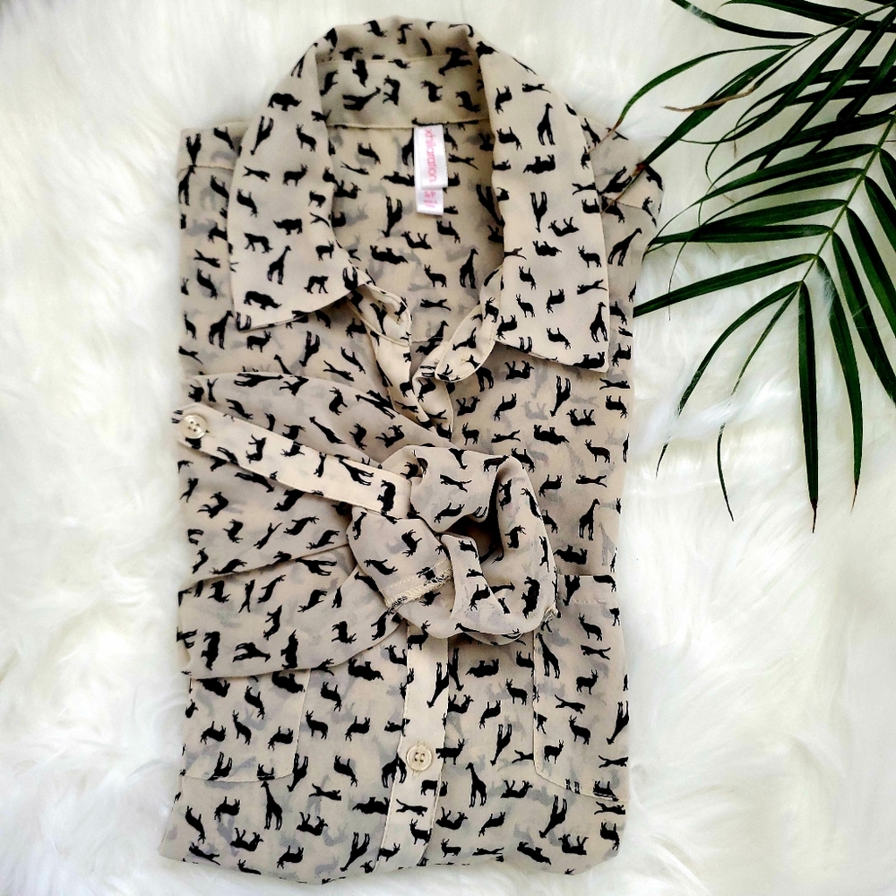 Xhileration Safari Animal Print Blouse